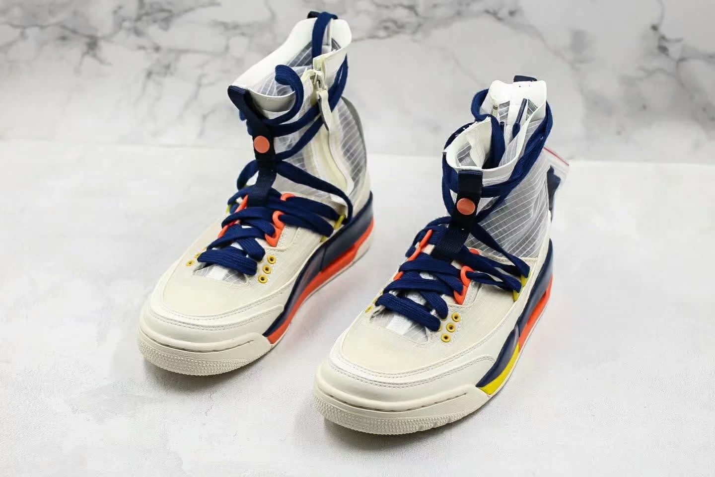 Women Air Jordan 3 RTR EXP Lite White Blue Yellow Red Shoes - Click Image to Close